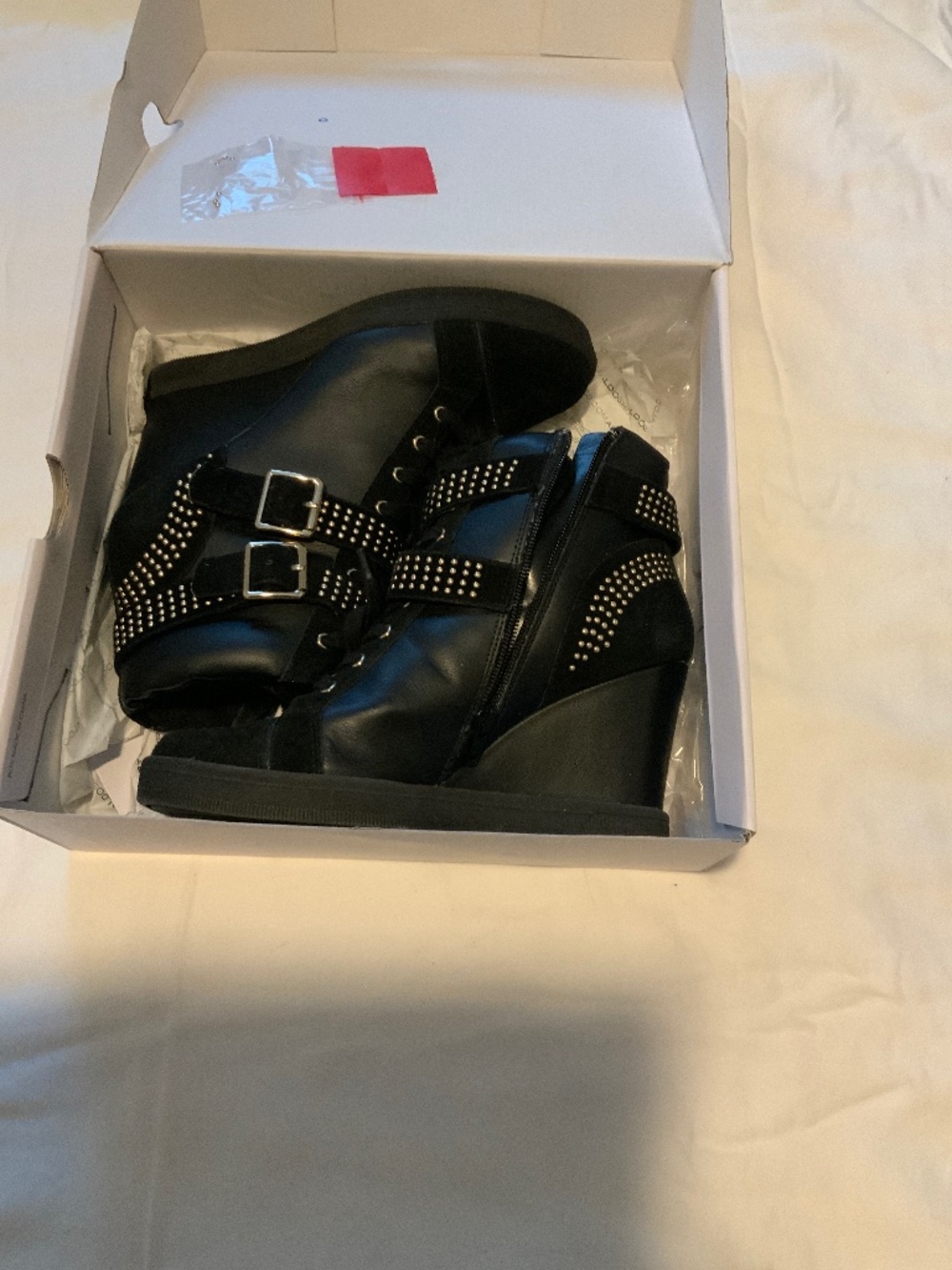 Aldo wedge silver studded sneakers 8